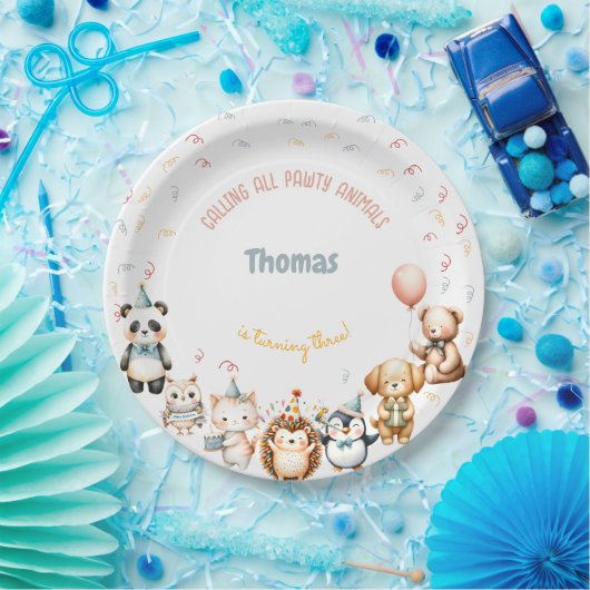 Assiettes En Carton Appel à toutes les fêtes d'anniversaire des animau (Fête)