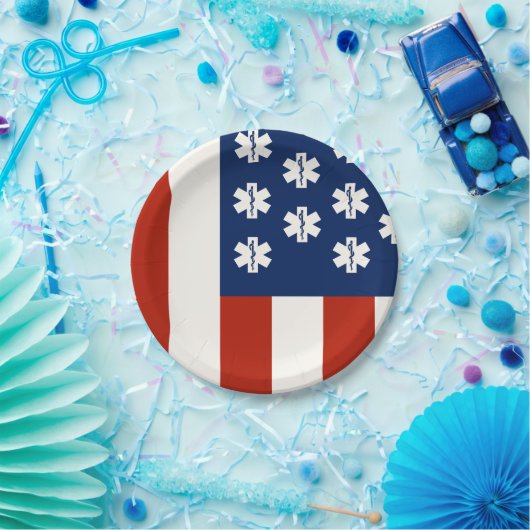 Assiettes En Carton Appel d'urgence aux travailleurs Médicales Flag US (Fête)
