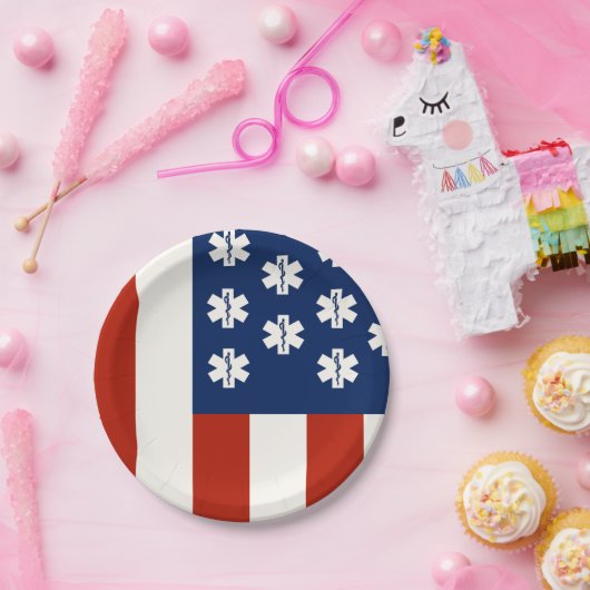 Assiettes En Carton Appel d'urgence aux travailleurs Médicales Flag US (Fête)