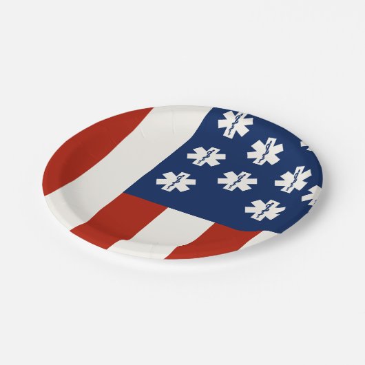 Assiettes En Carton Appel d'urgence aux travailleurs Médicales Flag US (Angle)