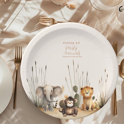 Assiettes En Carton Appeler tous les animaux de fête Safari Zoo Annive