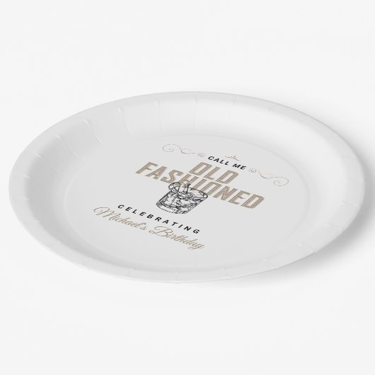 Assiettes En Carton Appelez-moi Anniversaire Retro White Whiskey Anniv (Angle)