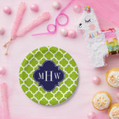 Assiettes En Carton Apple Green Wt Moroccan #5 Navy 3 Monogram initial (Fête)