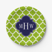 Assiettes En Carton Apple Green Wt Moroccan #5 Navy 3 Monogram initial (Devant)