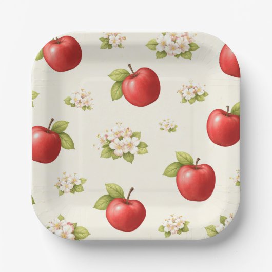 Assiettes En Carton Apples and apple blossoms  (Recto)