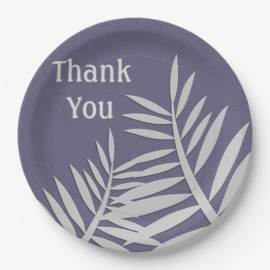 Assiettes En Carton Appréciation du Merci Feuille violette Silhouette (Devant)