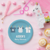 Assiettes En Carton Approvisionnements bleus de douche de bébé de (Fête)