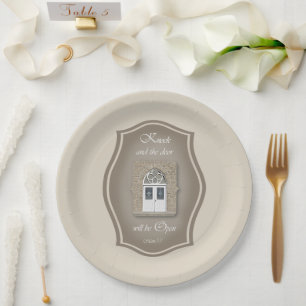 Assiettes En Carton Appuyez et la porte s'ouvrira - Plaque de papier