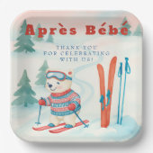 Assiettes En Carton Après Bébé ski Polar Bear (Recto)