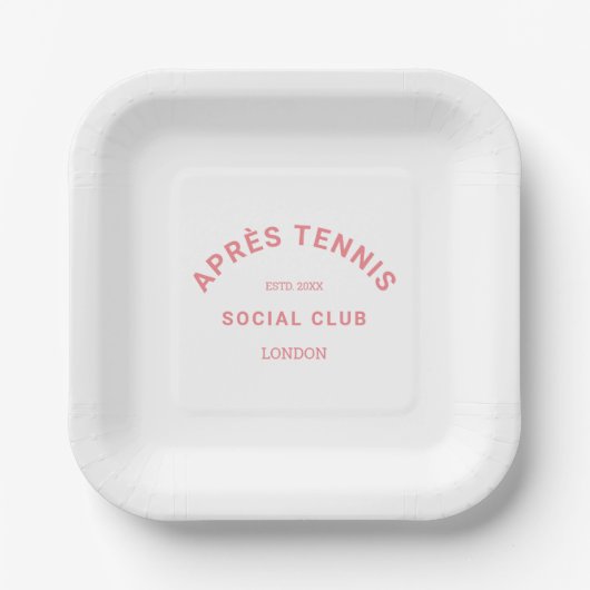 Assiettes En Carton Après le Tennis Social Club Rose Crest personnalis (Recto)