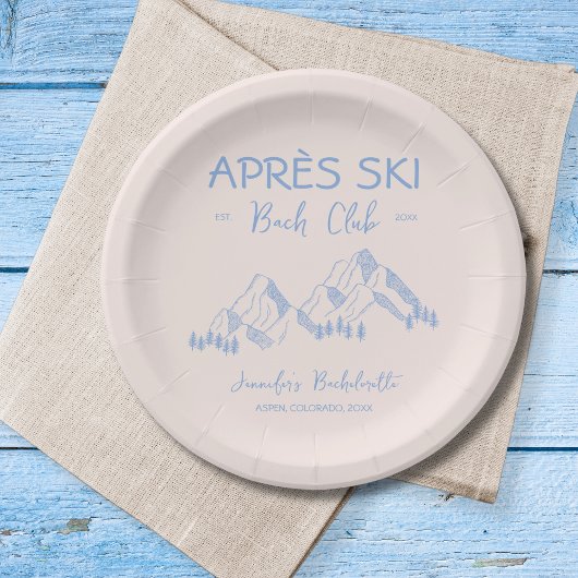Assiettes En Carton Après Ski Club Bach Bleu Hiver Enterrement de Vie