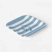 Assiettes En Carton Apres Ski Club Retro Blue Cabana Stripe Ski Party (Angulaire)