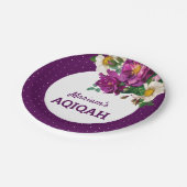 Assiettes En Carton Aqiqah, Pois floral mauve moderne (Angle)