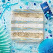 Assiettes En Carton Aqua Blue Gold Parties scintillant Confetti Zebra  (Fête)