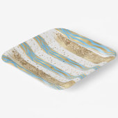 Assiettes En Carton Aqua Blue Gold Parties scintillant Confetti Zebra  (Angulaire)