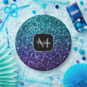 Assiettes En Carton Aqua blue Ombre fausse parties scintillant scintil (Fête)