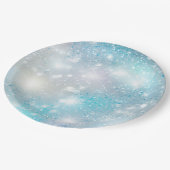 Assiettes En Carton Aqua Blue White Bokeh Anniversaire (Angle)