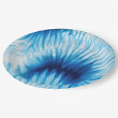 Assiettes En Carton Aqua Blue White Tie Dye (Angle)