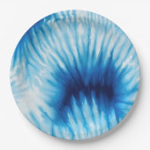 Assiettes En Carton Aqua Blue White Tie Dye (Devant)