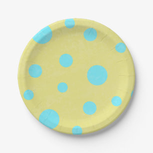 Assiettes En Carton Aqua et Pois jaunes