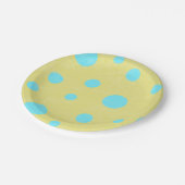 Assiettes En Carton Aqua et Pois jaunes (Angle)