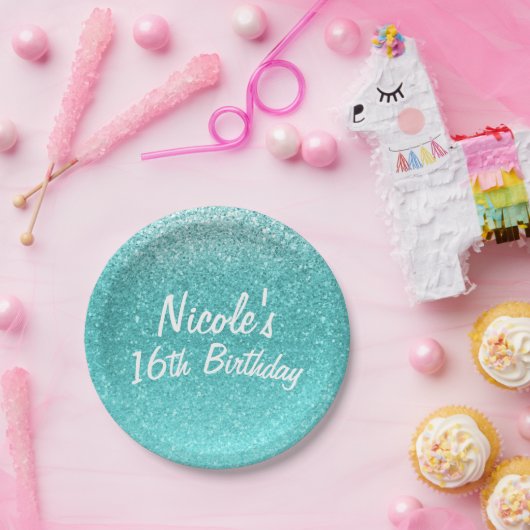 Assiettes En Carton Aqua Parties scintillant Bleue Mer Fête Étincelle (Fête)