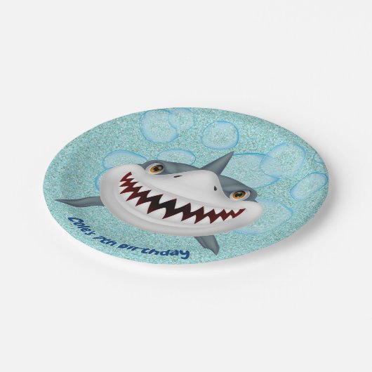 Assiettes En Carton Aqua Parties scintillant Enfants Requin Plaques de (Angle)