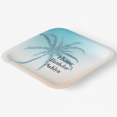 Assiettes En Carton Aqua Peach White Palm Tree Anniversaire (Angulaire)