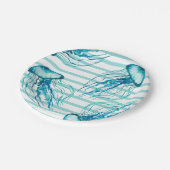 Assiettes En Carton Aqua Turquoise Stripes Aquarelle méduse (Angle)