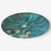 Assiettes En Carton Aqua vert Mermaidscale avec parties scintillant or (Angle)