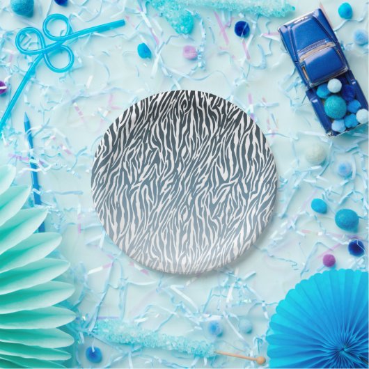 Assiettes En Carton Aqua Zebra Print Ombre (Fête)