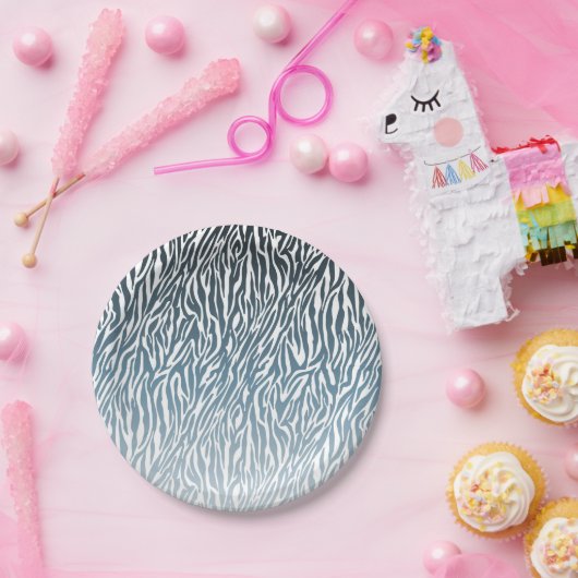 Assiettes En Carton Aqua Zebra Print Ombre (Fête)