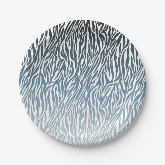 Assiettes En Carton Aqua Zebra Print Ombre (Devant)