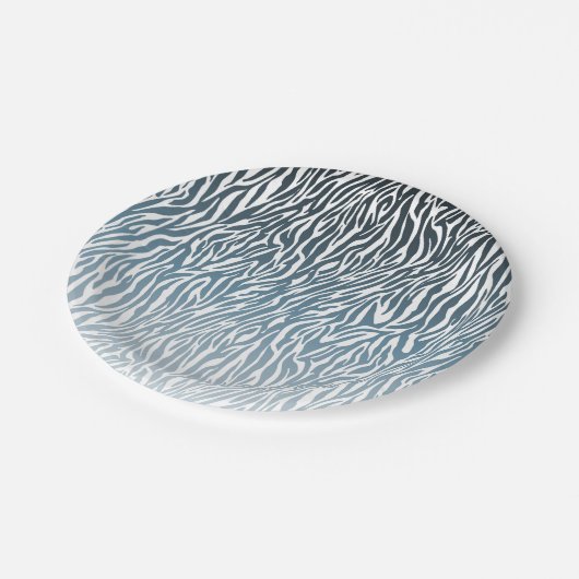 Assiettes En Carton Aqua Zebra Print Ombre (Angle)