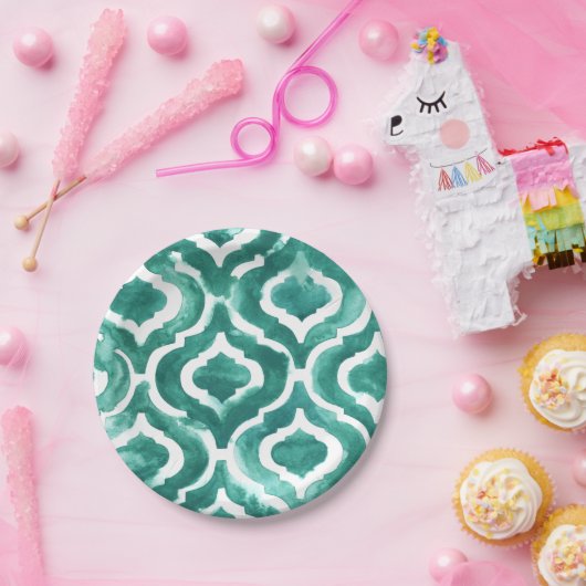 Assiettes En Carton Aquamarine Motif IV (Fête)