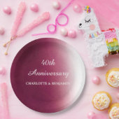 Assiettes En Carton Aquarelle 40 ans Anniversaire Ruby Mariage (Fête)