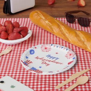 Assiettes En Carton Aquarelle 4 juillet fête de l'indépendance