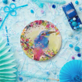 Assiettes En Carton Aquarelle à fleurs d'ornithologie dorée (Fête)