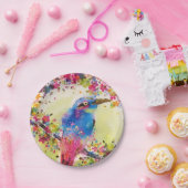 Assiettes En Carton Aquarelle à fleurs d'ornithologie dorée (Fête)