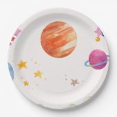 Assiettes En Carton Aquarelle à thème de l'espace - Lumière (Devant)