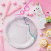 Assiettes En Carton Aquarelle Abstraite moderne Pastel violet bleu Tur (Fête)