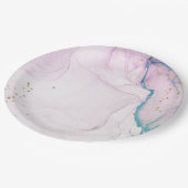 Assiettes En Carton Aquarelle Abstraite moderne Pastel violet bleu Tur (Angle)