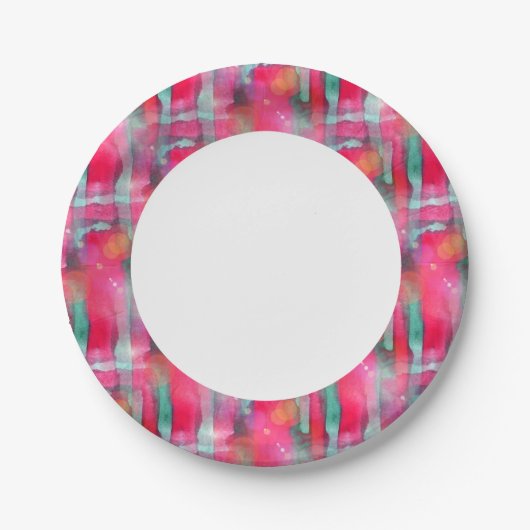 Assiettes En Carton Aquarelle abstraite peinte au soleil (Devant)