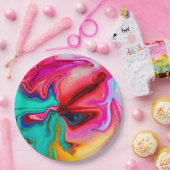 Assiettes En Carton Aquarelle Abstraite rose moderne (Fête)