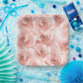 Assiettes En Carton Aquarelle Abstraite rousse Rose élégant (Fête)