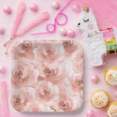 Assiettes En Carton Aquarelle Abstraite rousse Rose élégant (Fête)