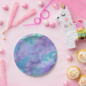 Assiettes En Carton Aquarelle Abstraite violet violet violet vert Turq (Fête)