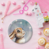 Assiettes En Carton Aquarelle adorable lapin lapin (Fête)