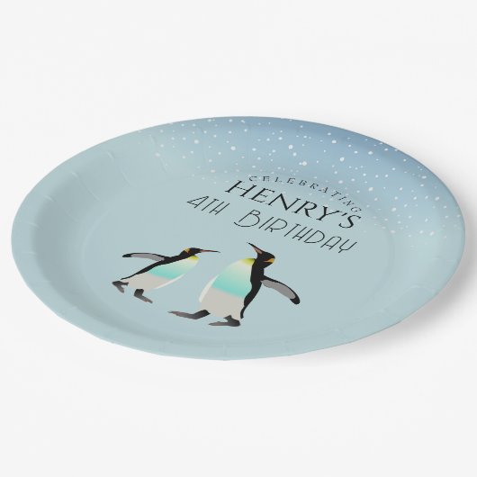 Assiettes En Carton Aquarelle adorable Penguin Arctique Anniversaire (Angle)