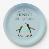 Assiettes En Carton Aquarelle adorable Penguin Arctique Anniversaire (Devant)